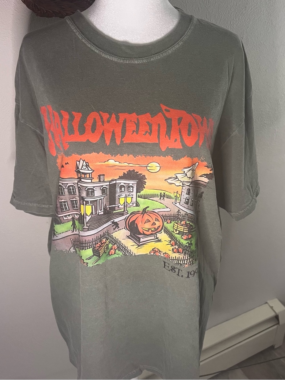 Comfort Colors Olive Graphic Halloween Town Tee